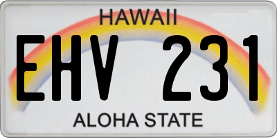 HI license plate EHV231