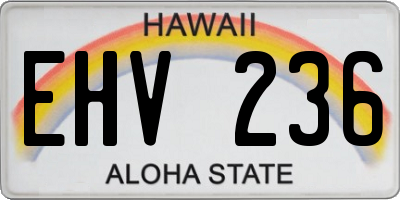 HI license plate EHV236