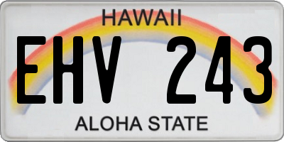 HI license plate EHV243