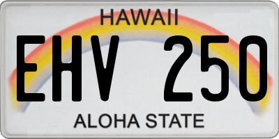 HI license plate EHV250