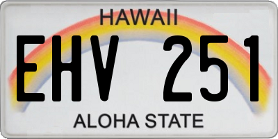 HI license plate EHV251