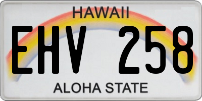 HI license plate EHV258