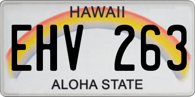 HI license plate EHV263
