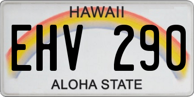 HI license plate EHV290