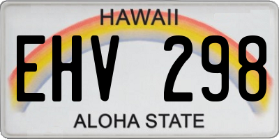 HI license plate EHV298