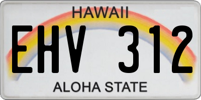 HI license plate EHV312