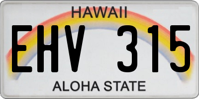 HI license plate EHV315