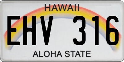 HI license plate EHV316