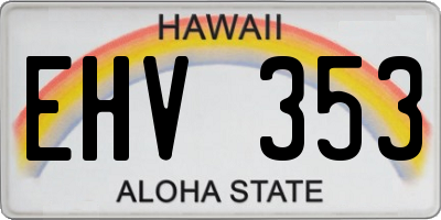 HI license plate EHV353