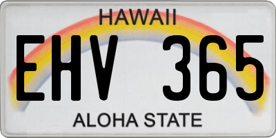 HI license plate EHV365