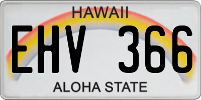 HI license plate EHV366