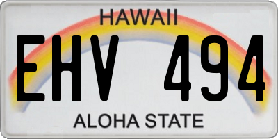 HI license plate EHV494