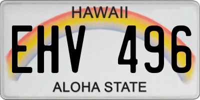 HI license plate EHV496