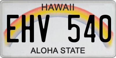 HI license plate EHV540