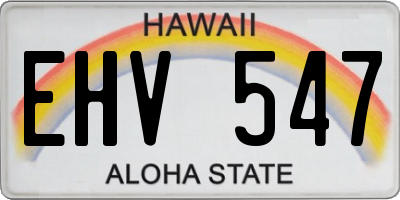 HI license plate EHV547