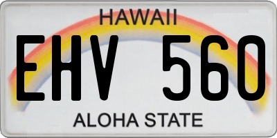 HI license plate EHV560
