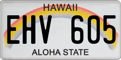 HI license plate EHV605
