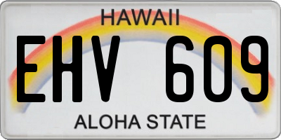 HI license plate EHV609