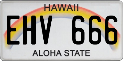 HI license plate EHV666