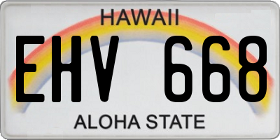 HI license plate EHV668
