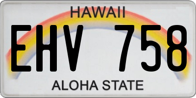 HI license plate EHV758