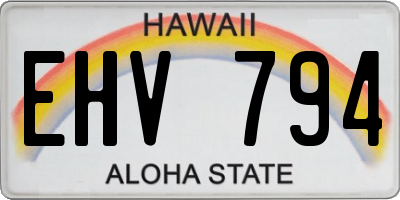 HI license plate EHV794