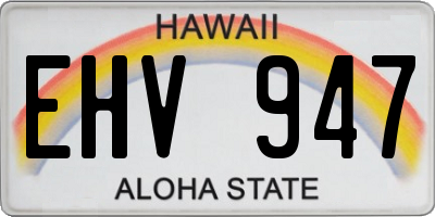 HI license plate EHV947