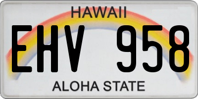 HI license plate EHV958