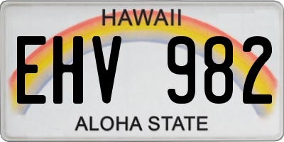 HI license plate EHV982