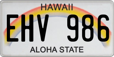 HI license plate EHV986