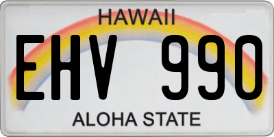 HI license plate EHV990
