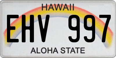 HI license plate EHV997