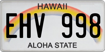 HI license plate EHV998