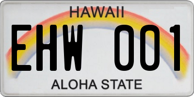 HI license plate EHW001