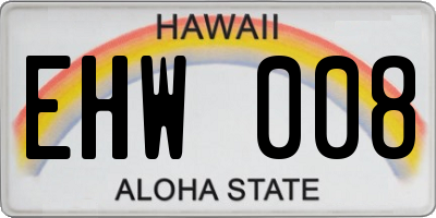 HI license plate EHW008
