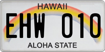 HI license plate EHW010