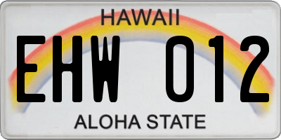 HI license plate EHW012