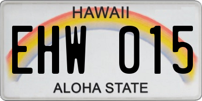 HI license plate EHW015