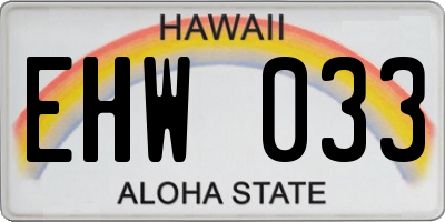 HI license plate EHW033