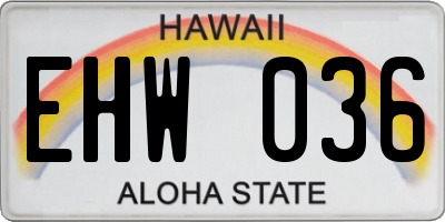HI license plate EHW036