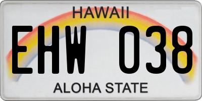 HI license plate EHW038