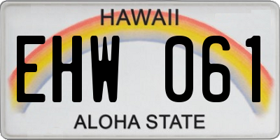 HI license plate EHW061