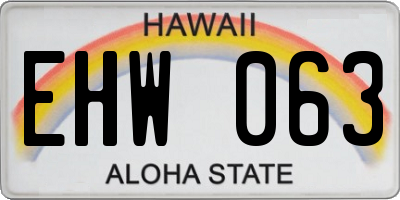 HI license plate EHW063