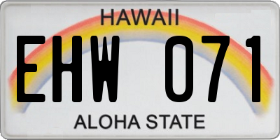 HI license plate EHW071