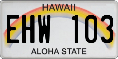 HI license plate EHW103