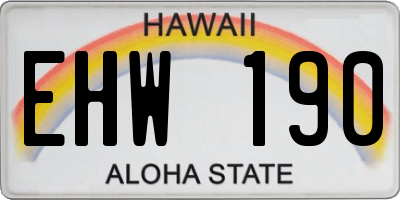HI license plate EHW190