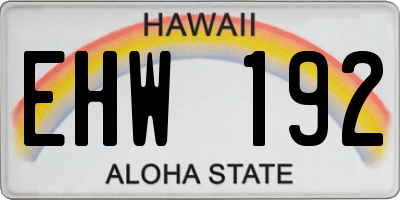 HI license plate EHW192