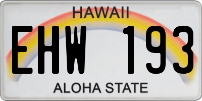 HI license plate EHW193