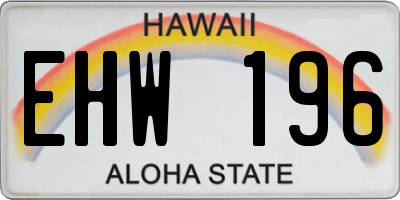 HI license plate EHW196