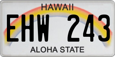 HI license plate EHW243